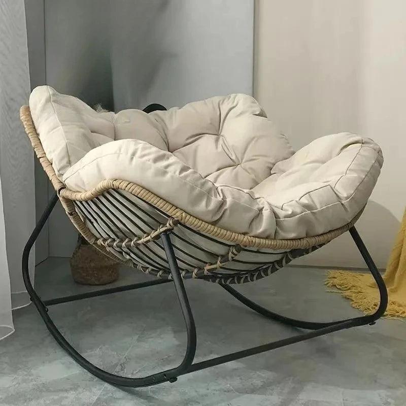 X&D Nido de Pájaro Humano, Sillón Mecedor de Ratán, Sofá de Ocio, Balcón del Hogar, Sofá Individual Perezoso, Silla Mecedora, Silla de Ratán, Se Puede Dormir