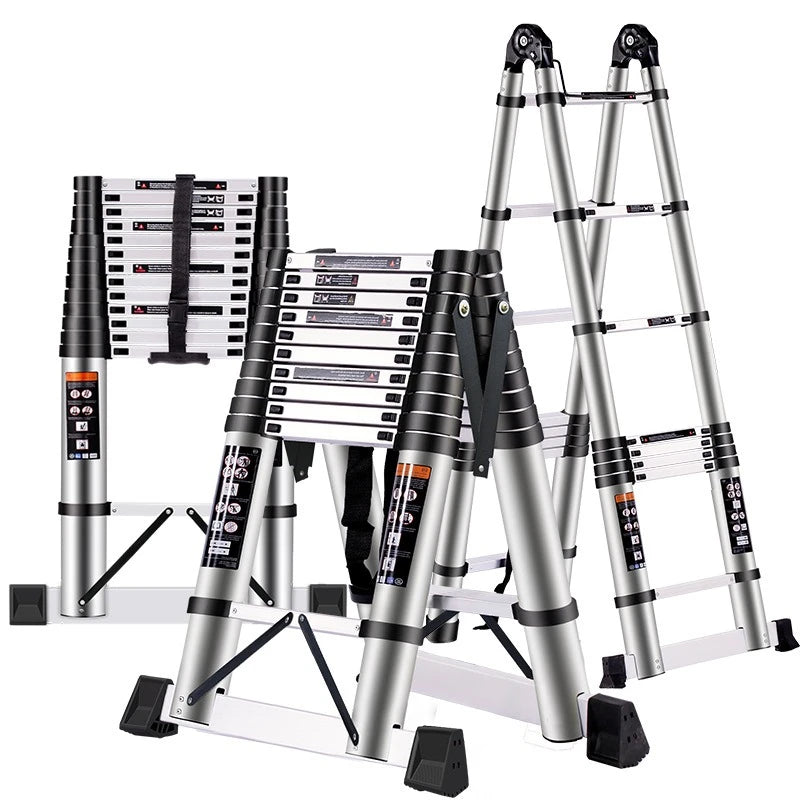 Escalera Plegable Telescópica de Aluminio de 3 Peldaños, Taburete, Hogar, Cocina, Jardín, Portátil, Ligera, Bloqueo de Seguridad, Multiusos para el Hogar