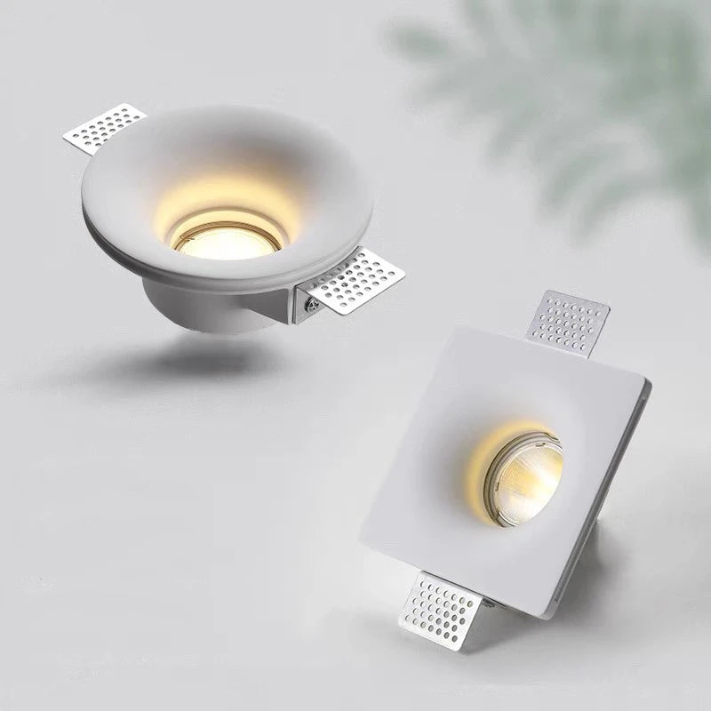 Lámpara de techo empotrable de yeso Downlight GU10 LED antideslumbrante, foco empotrado sin bordes para sala de estar, dormitorio, pasillo, iluminación del hogar