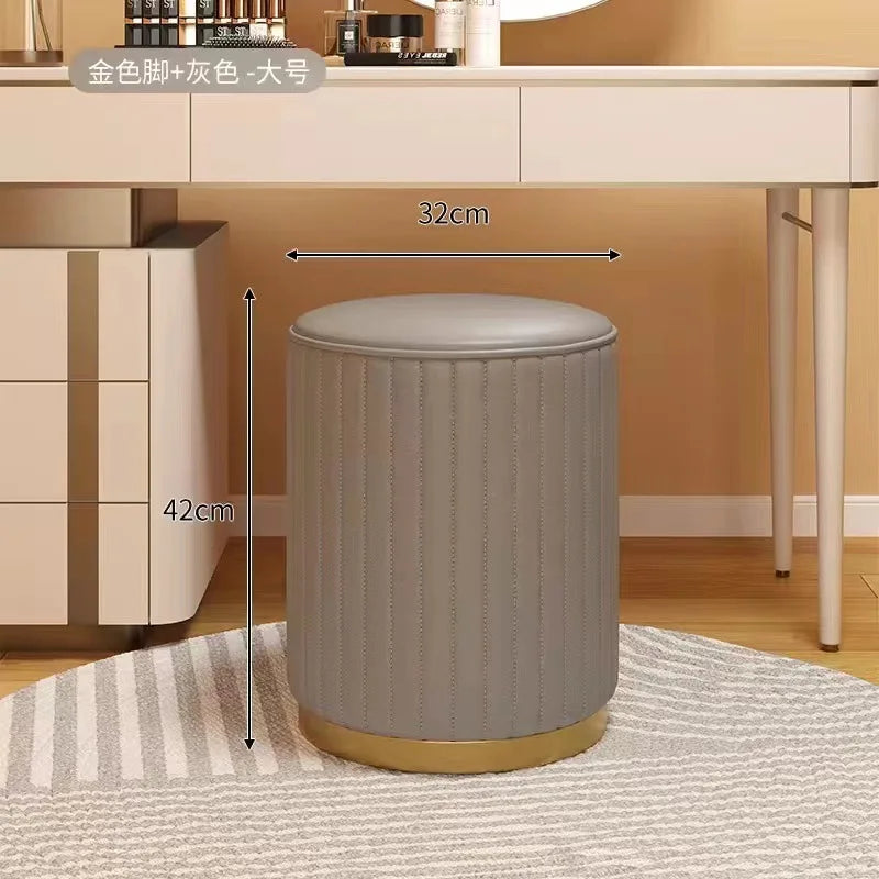 Taburete de almacenamiento de moda, taburete para cambiarse los zapatos, taburete de maquillaje, taburete redondo para tocador de dormitorio, taburete redondo nuevo con espacio de almacenamiento
