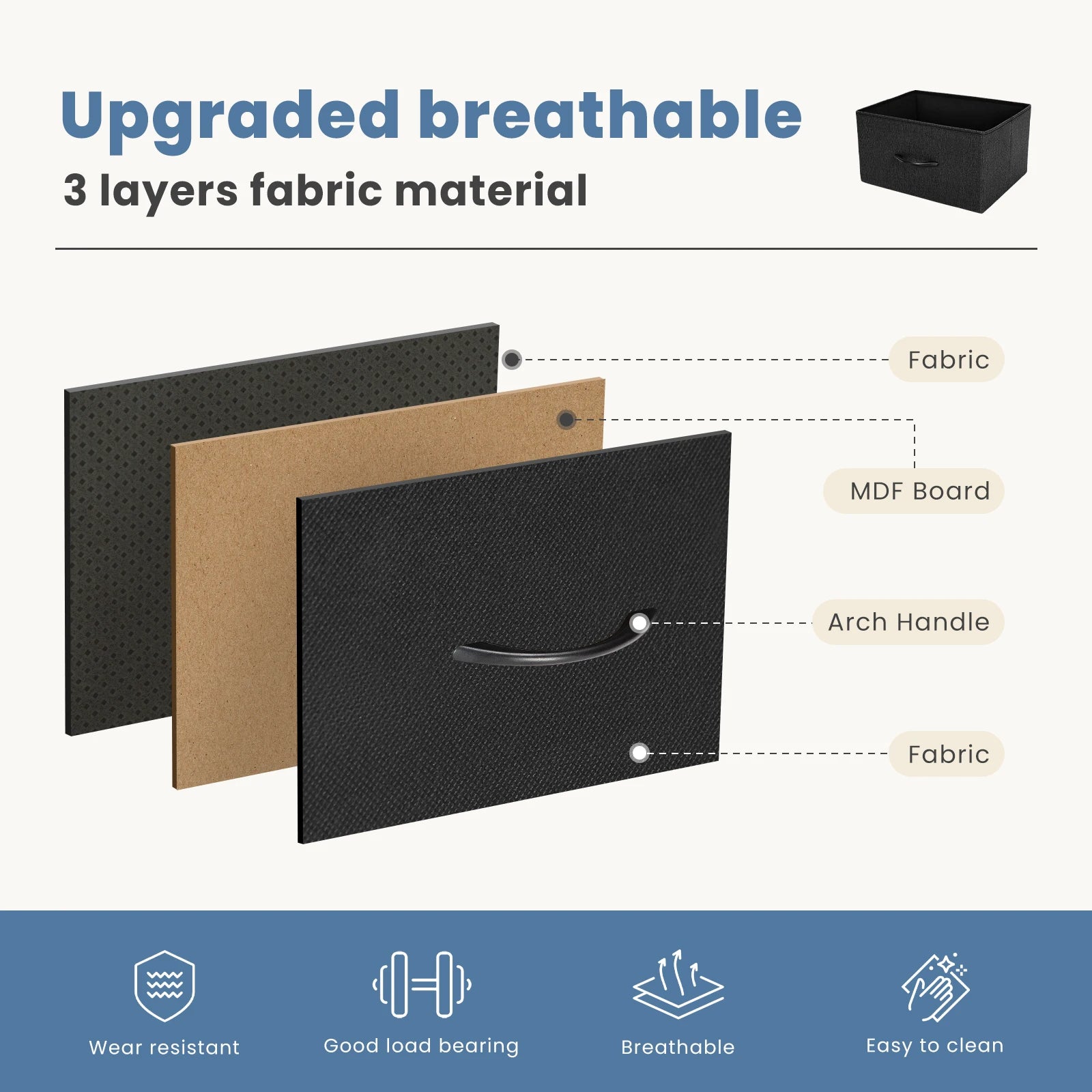 JHK Cómoda para dormitorio con 7 cajones de tela Organizador de almacenamiento Armario Cofre Ropa para sala de estar Vitrina de muebles