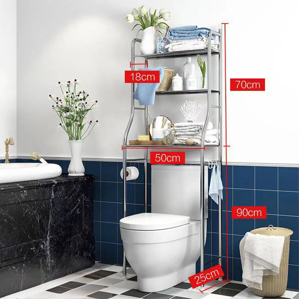 Estantería de metal para colocar sobre el inodoro con ganchos extraíbles para toallas y soporte para papel, organizador para baño, aseo o lavadero