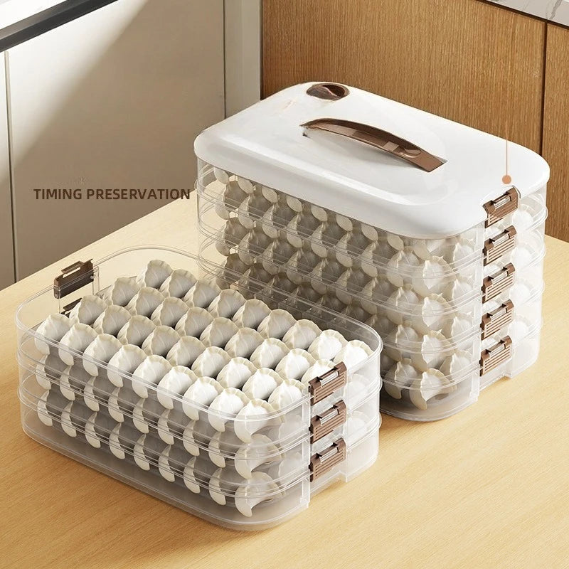 Caja de almacenamiento de dumplings, multicapa, transparente, para nevera, para mantener frescos los dumplings, contenedor sellado para alimentos de cocina casera