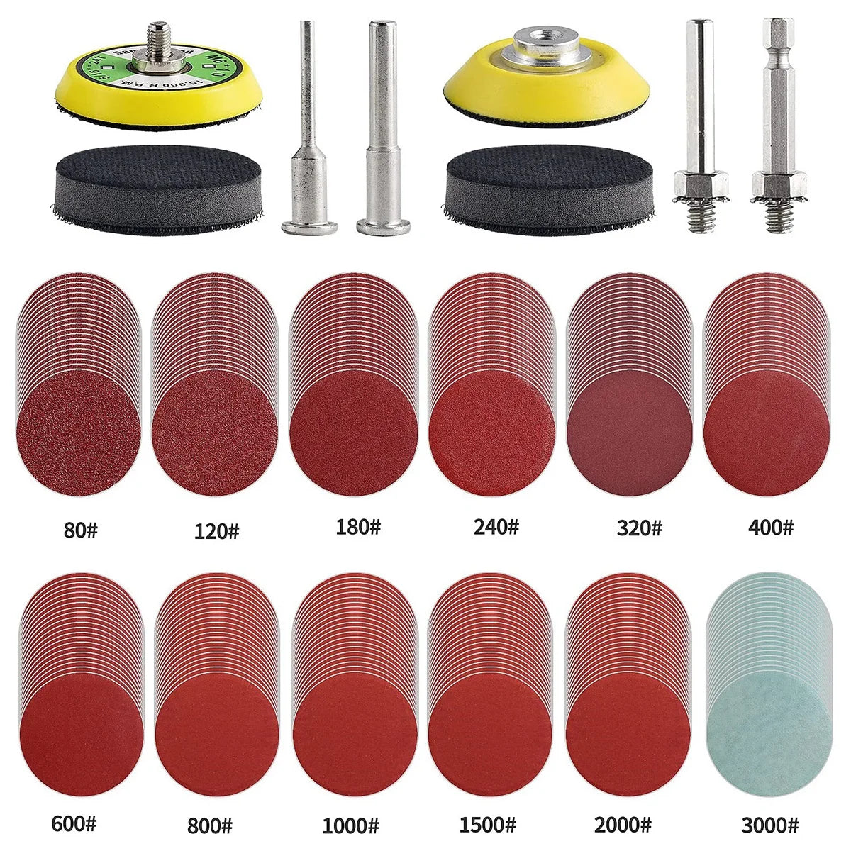 Disco de lijado de 2 pulgadas, grano 80-3000, óxido de aluminio, almohadilla de lijado, accesorios para herramientas rotativas de taladro y amoladora, hoja de lijado de cambio rápido para metal