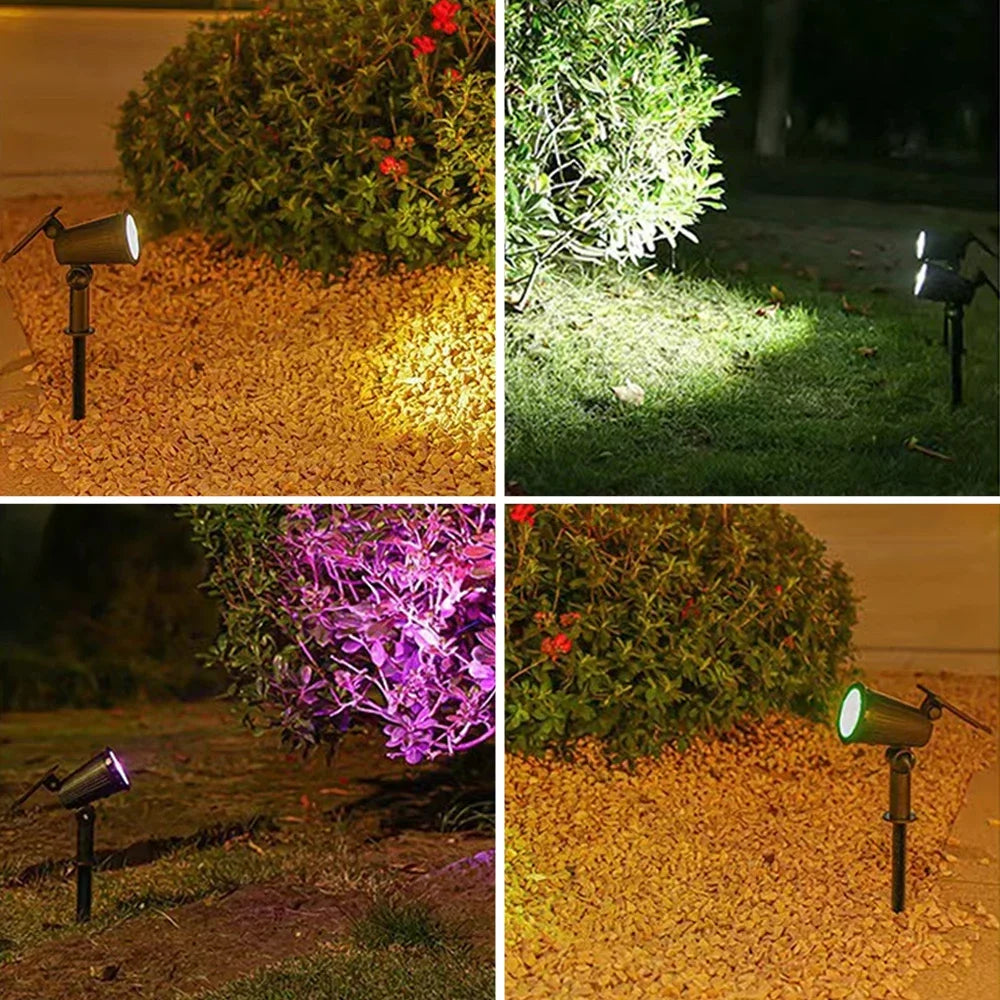 9 luces solares LED focos exteriores RGB luces solares de paisaje IP65 impermeables de brillo ajustable para jardín, patio, palmeras