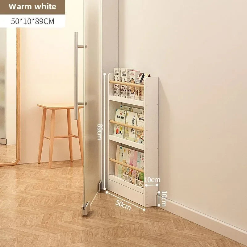 Estantería de madera maciza, estante de almacenamiento de varias capas de pie montado en la pared, estantería para el hogar, estantería delgada detrás de la puerta