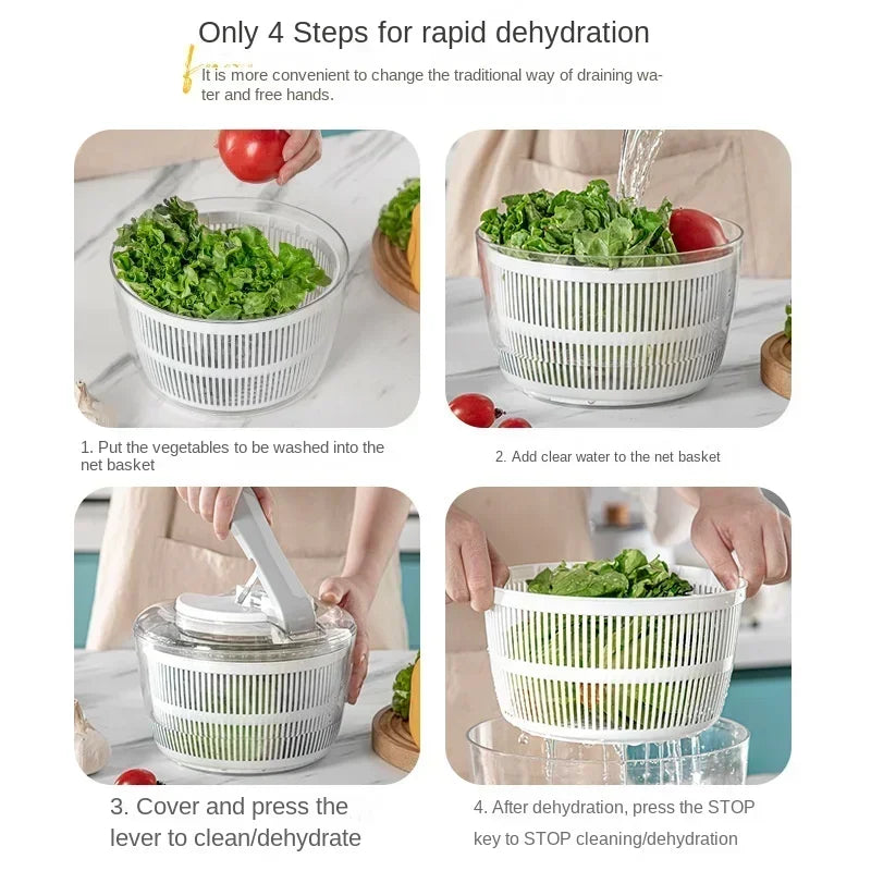 3 litros Multifuncional Ensaladera Centrífuga para Verduras y Hortalizas, Secador de Verduras, Lavador de Verduras, Mezclador