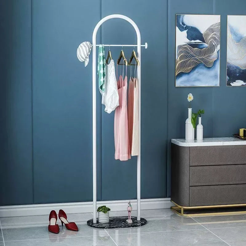 Perchero Metálico de Pie con Base de Mármol - Perchero Minimalista de Suelo para Dormitorio sin Carga con Estante de Almacenamiento
