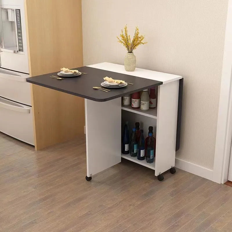 Mesa de comedor plegable para el hogar, apartamento pequeño, polea móvil, retráctil, rectangular, sencilla, multifuncional