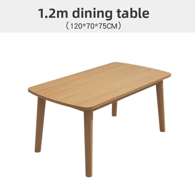 Juego de Mesa de Comedor Nórdica de Madera Maciza con 4 o 6 Sillas, Rectangular, Acabado de Madera Natural, Muebles para Apartamentos Pequeños, Cocinas y Comedores