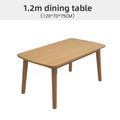 Juego de Mesa de Comedor Nórdica de Madera Maciza con 4 o 6 Sillas, Rectangular, Acabado de Madera Natural, Muebles para Apartamentos Pequeños, Cocinas y Comedores
