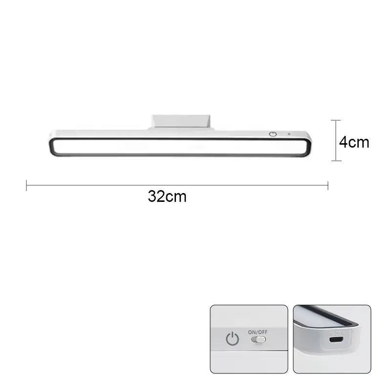 LED Desk Lamp USB Rechargeable Light Stepless Dimming Table Lamp Hanging Magnetic Bedroom Table Reading Rechargeable Night Light