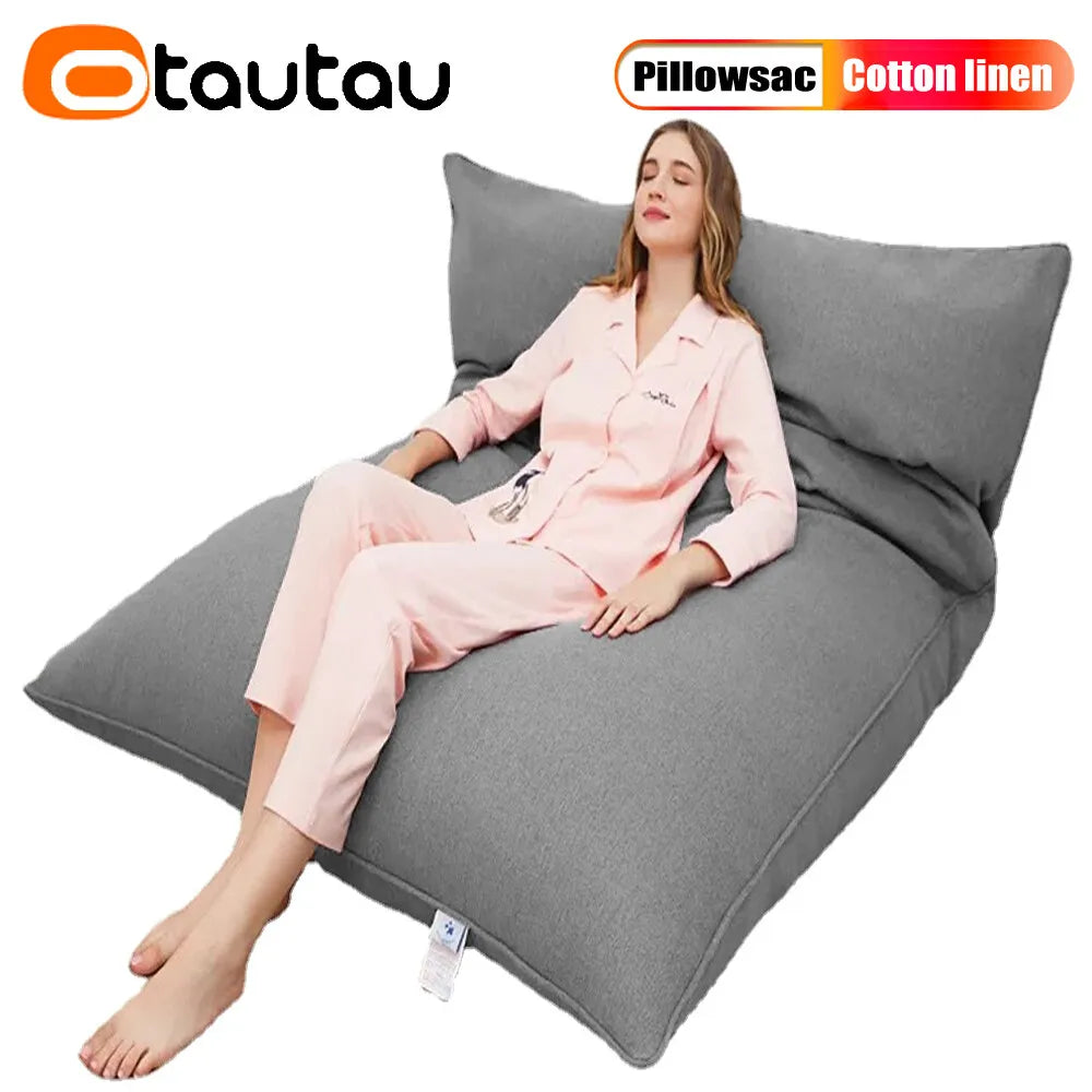 OTAUTAU Funda de Almohada de Lino y Algodón Sofá Doble Cama Funda Cuadrada Sillón Reclinable Puf Sillón Tumbona Asiento de Suelo Sofá DD008