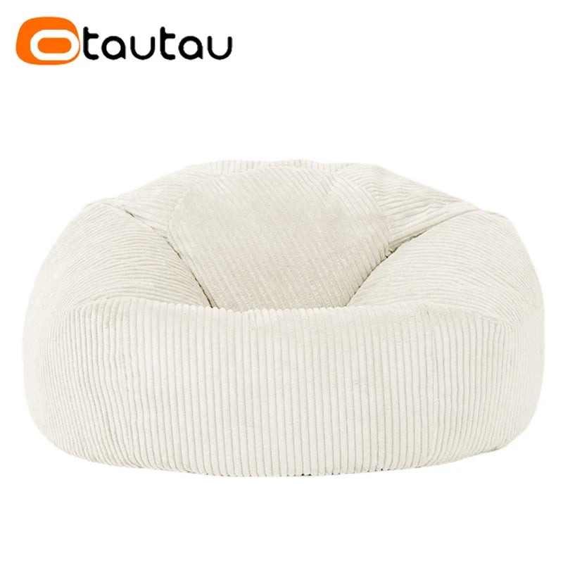OTAUTAU Funda de puf de pana sin relleno, sillón puff tipo puf de suelo para vagos, puff otomana, tumbona, muebles sin marco DD025