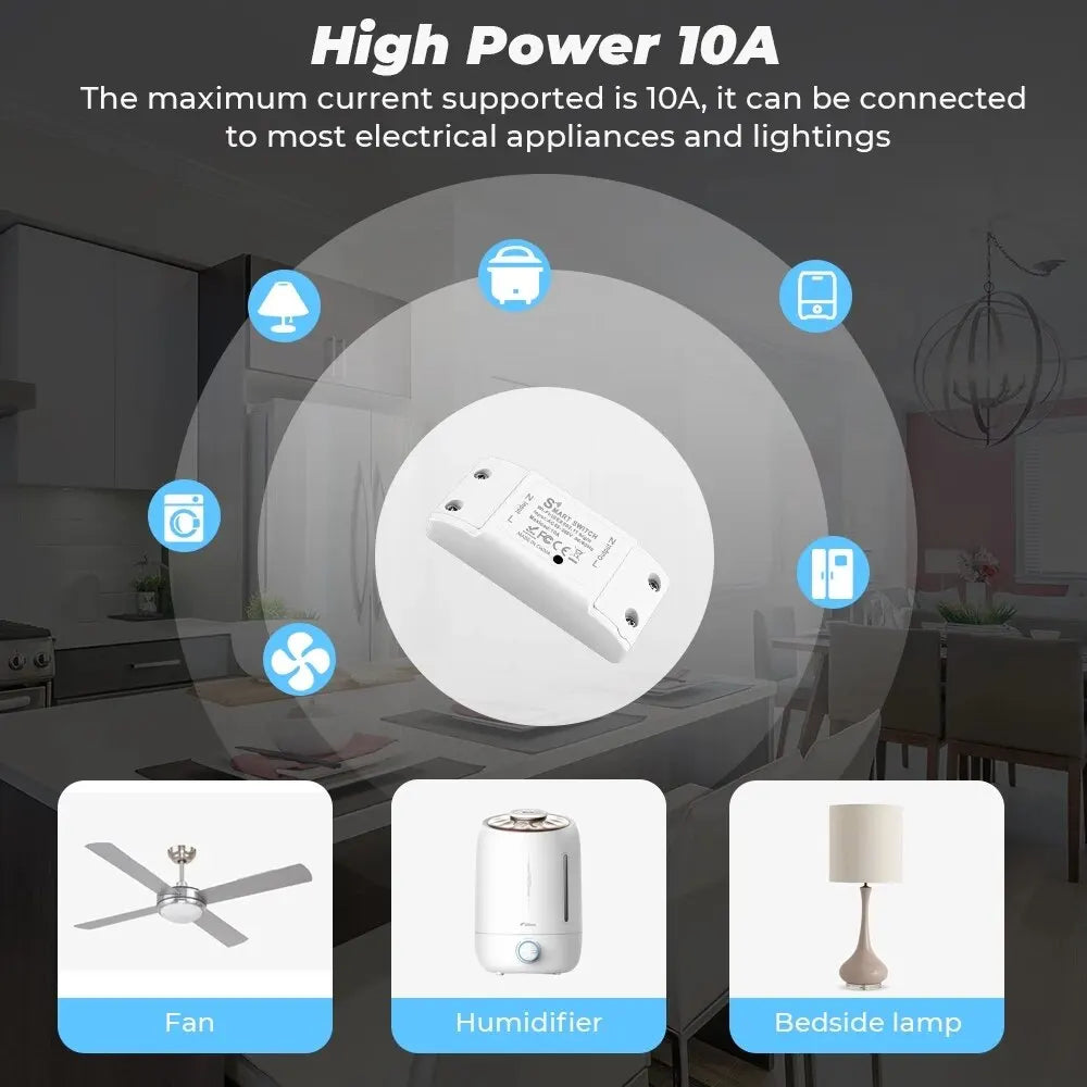 1 unidad WiFi DIY Interruptor Inteligente Inalámbrico Control Remoto Funciona con Alexa Google Home