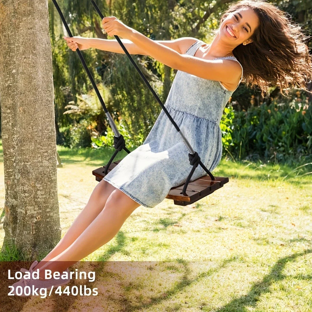 Columpio colgante para adultos - Columpio de porche de madera maciza para uso en interiores/exteriores, hamaca de árbol de jardín con acabado resistente a la intemperie
