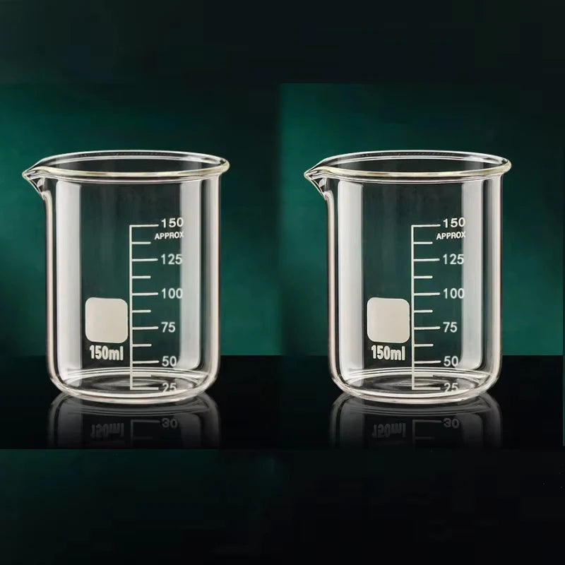 JUSTINLAU 50/100/150/250/500/1000ML High Borosilicate Glass Measuring Cup with Scale Laboratory Beaker Kitchen Baking Glass Cups