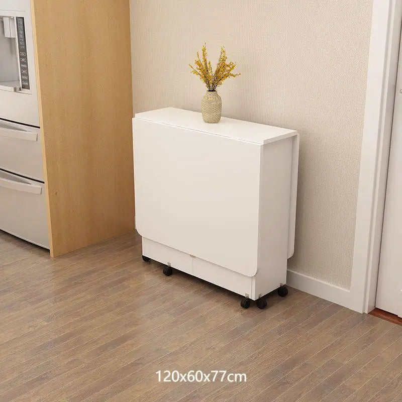 Mesa de comedor plegable multifuncional para el hogar, con ruedas, móvil, rectangular, para restaurante y dormitorio.