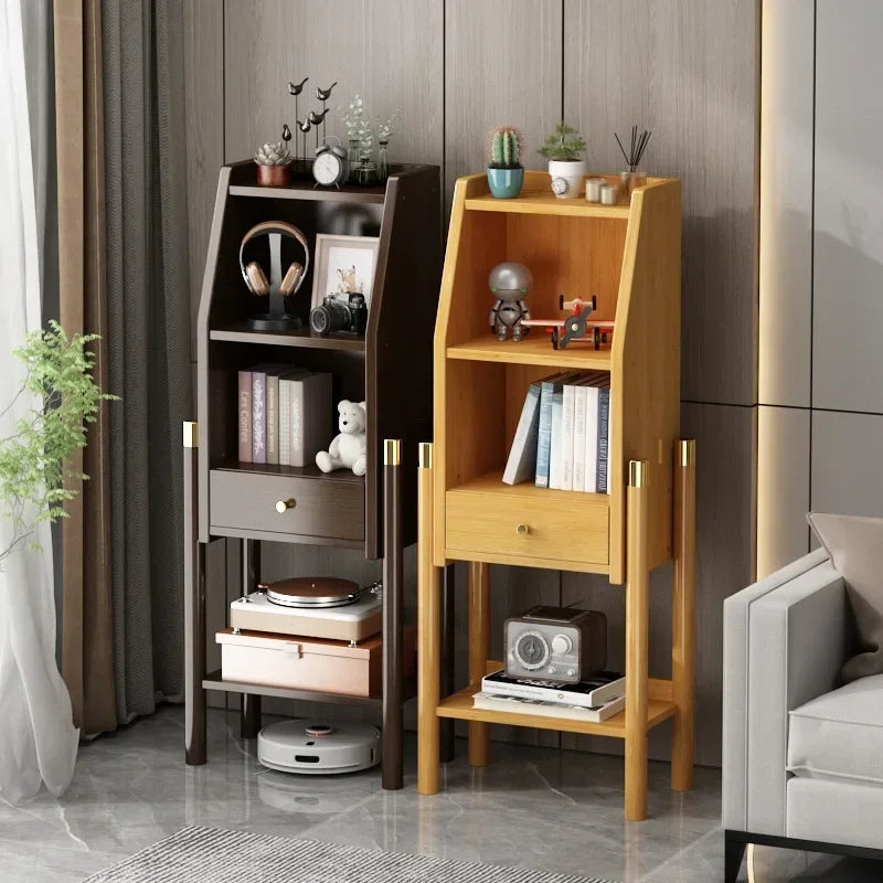Estantería Estante Librería de suelo a techo Armario de pared sencillo para sala de estar Mueble esquinero Mueble lateral para TV Vitrina Bambú