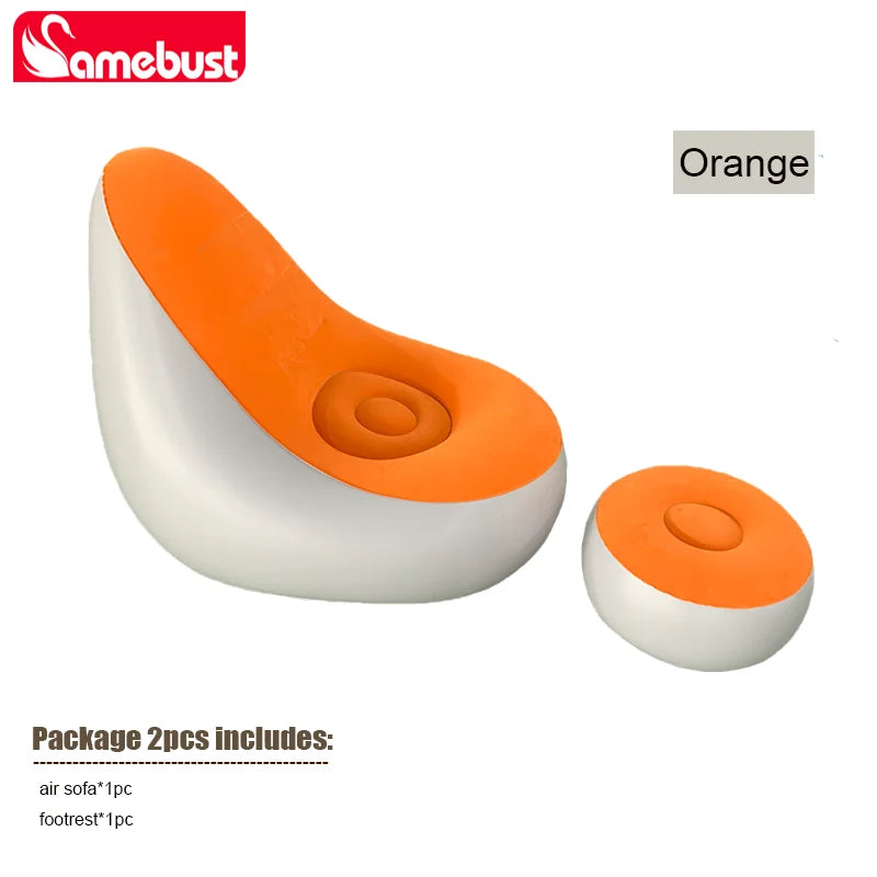 Sofá Hinchable Camebust - Superficie Aterciopelada PVC de Alta Calidad Reposapiés Hinchado Rápido Tumbona Perezosa