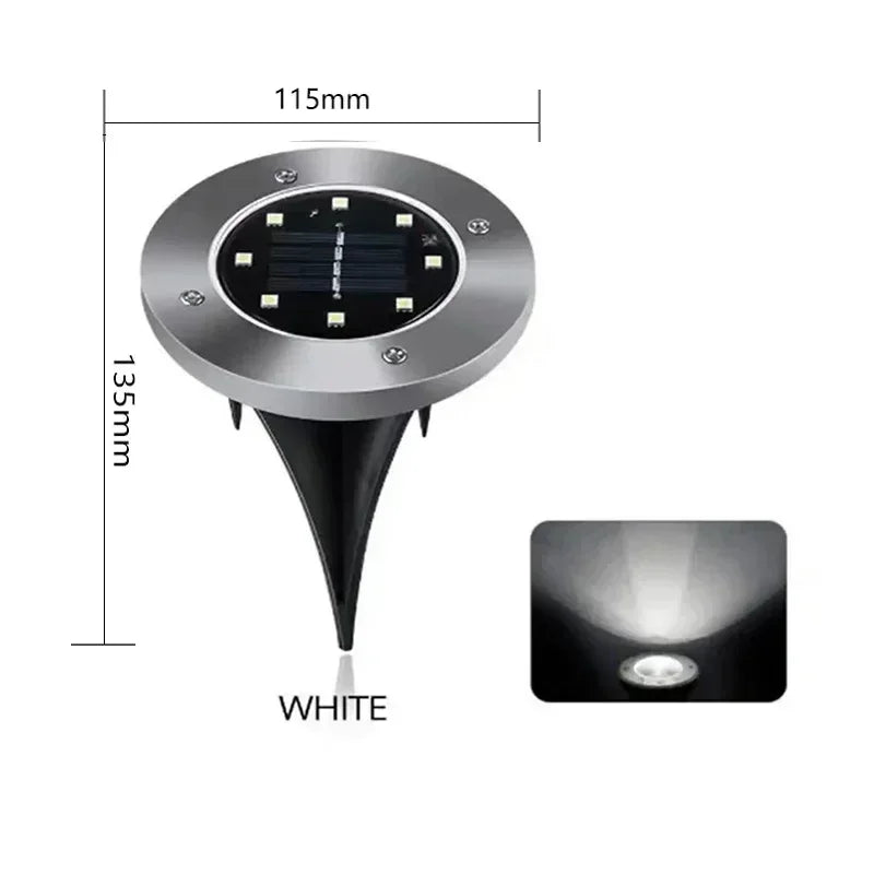 Lámpara solar LED de pie 8LED para exteriores, luces subterráneas impermeables para decoración de jardín, terraza, patio