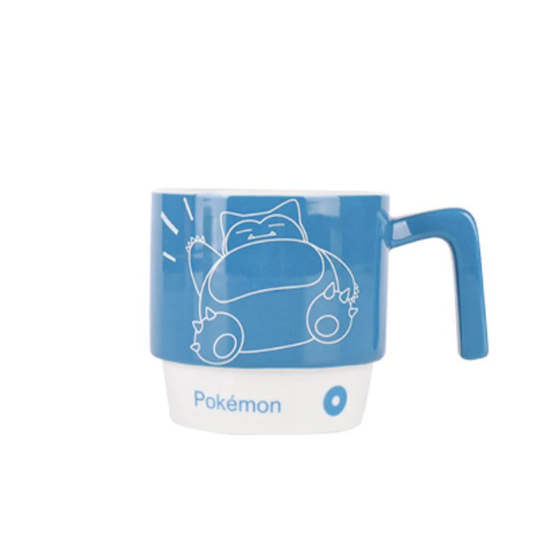 SHUNXIANG Tazas de cerámica con licencia de Pokémon Snorlax Apilables Kawaii Anime Taza de leche y zumo para desayuno para niños y niñas Regalos para el hogar
