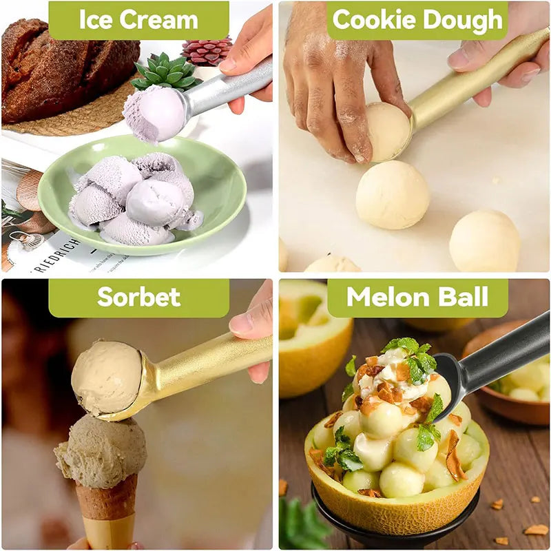 Cuchara profesional para helado, de acero inoxidable resistente, antiadherente, apta para lavavajillas