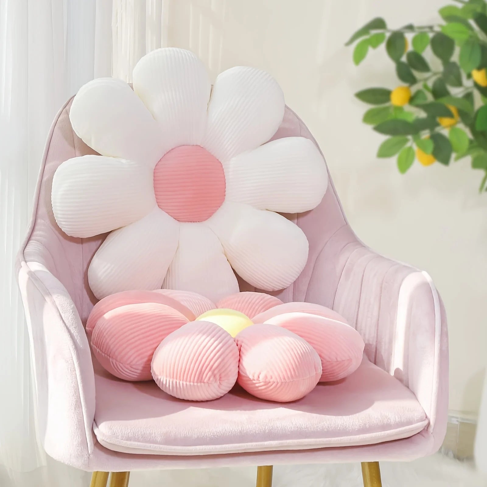 Almohada de girasol, Cojín de asiento de margarita, Alfombrilla de flores, Alfombrilla de oficina, Alfombrilla de peluche, Regalo de Navidad, Halloween, Regalo de Acción de Gracias
