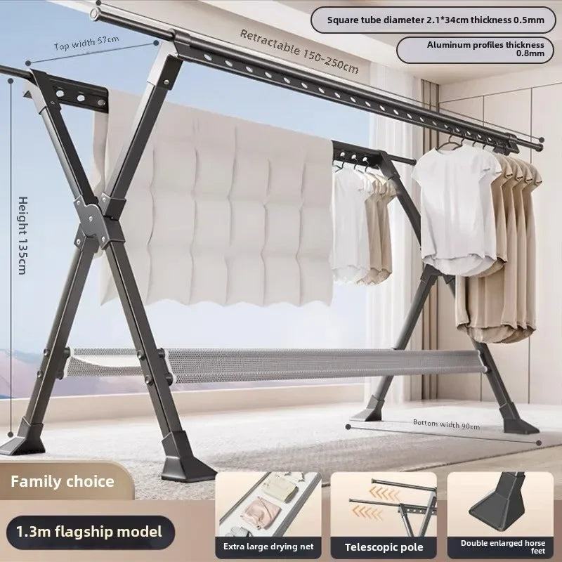 Tendedero de pie a techo Estante de secado plegable de aleación de aluminio para exteriores de instalación gratuita Tendedero de ropa para niños