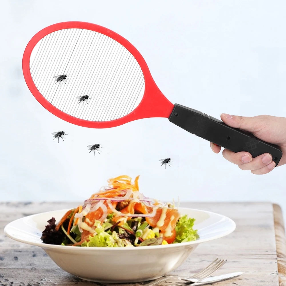 Raqueta eléctrica antimosquitos, matamoscas eléctrico sin cable, funciona con pilas, matamoscas eléctrico, mata insectos