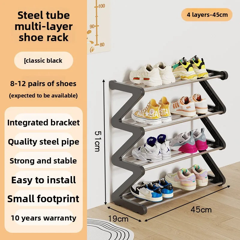 Zapatero sencillo Estante de almacenamiento multifuncional Zapatero en forma de Z multicapa Zapatero para dormitorio doméstico