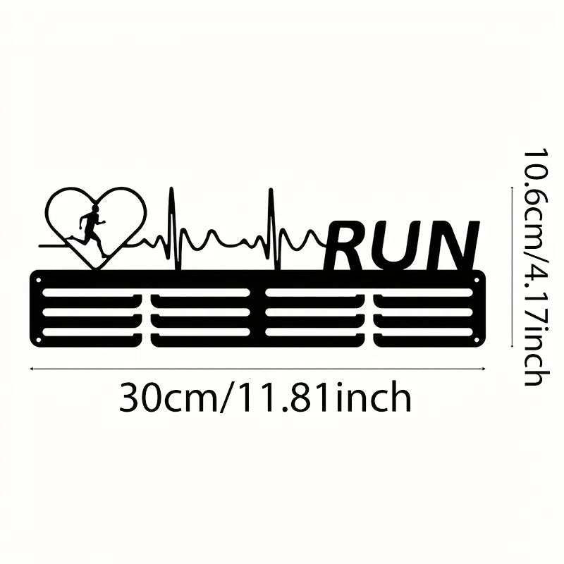 1pc Soporte de Metal Negro para Medallas - Estante de Almacenamiento Colgante Multifuncional para Medallas Deportivas de Running, Decoración para el Hogar y la Oficina
