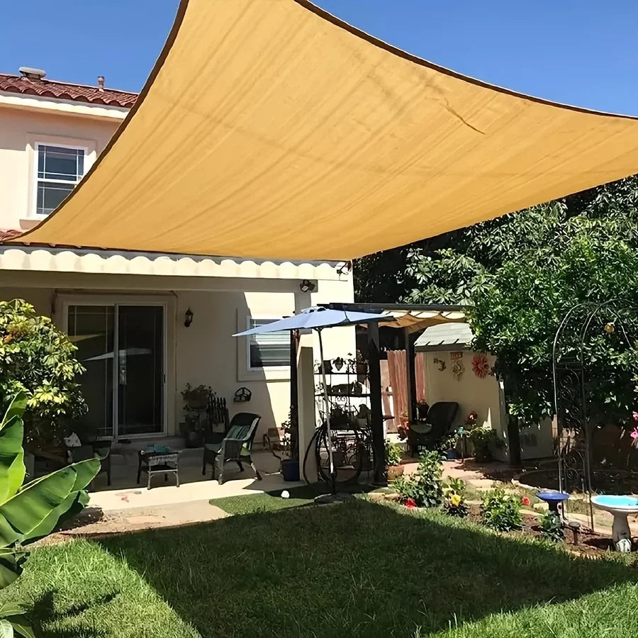 Malla de sombra de jardín de plástico resistente y gruesa, beige - Bloqueo UV cuadrado grande, vela de sombra para patio exterior y protección de jardín
