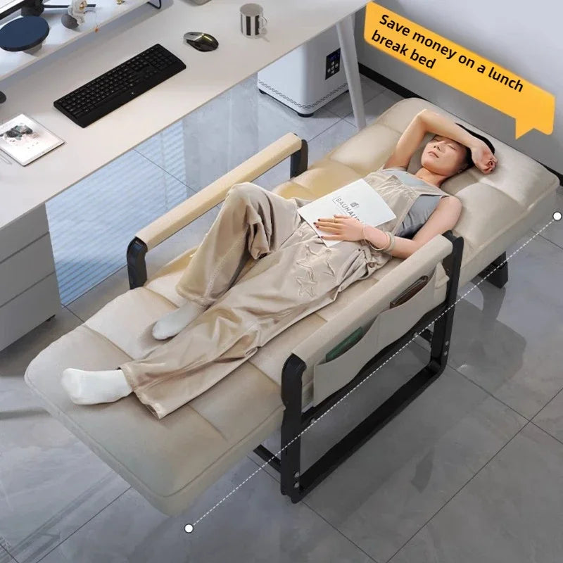 Silla reclinable de oficina, silla plegable para la hora del almuerzo, silla de ordenador, silla de sofá perezosa de doble propósito con respaldo, se puede sentar y acostar