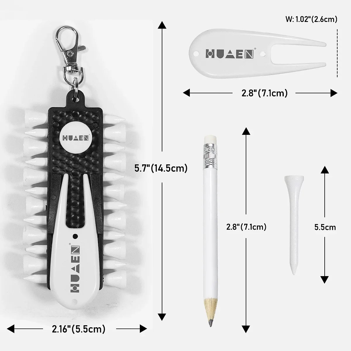 OTAUTAU Soporte para tees de golf con 12 tees, horquilla para divots y lápiz, dispositivo de almacenamiento portátil de accesorios de golf TC001