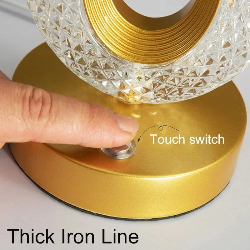 Lámpara de luna 3D táctil de cristal LED para mesita de noche, decoración estética para la habitación de niñas, luz nocturna USB ambiental