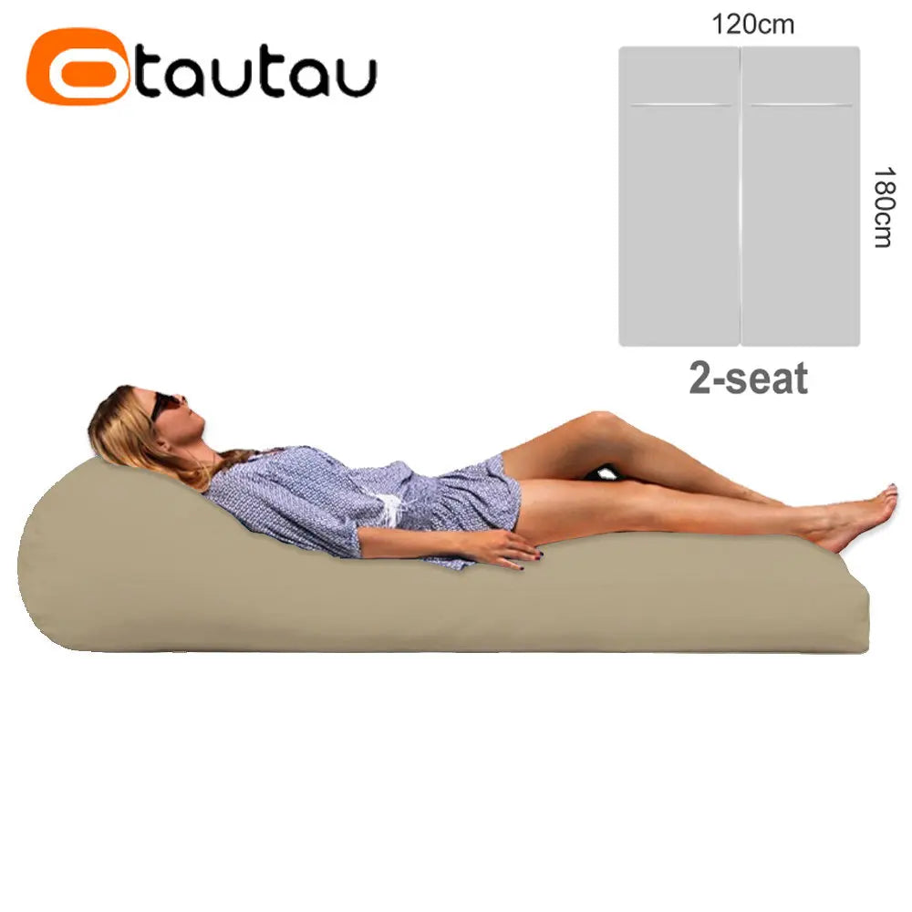 OTAUTAU Puf de 2 asientos para exteriores Funda sin relleno Impermeable Jardín Playa Camping Tumbona Sofá Cama Piscina Puff Sac