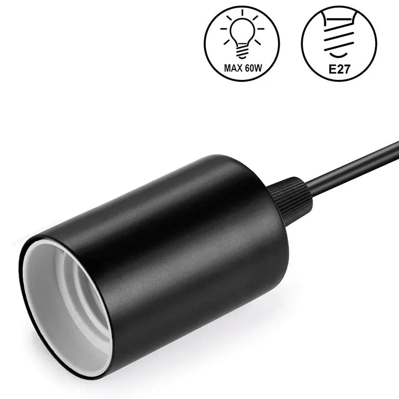 Portalámparas colgante Vintage E27 con cable de 1.2M, portalámparas de techo, base nórdica de media rosca para lámpara colgante