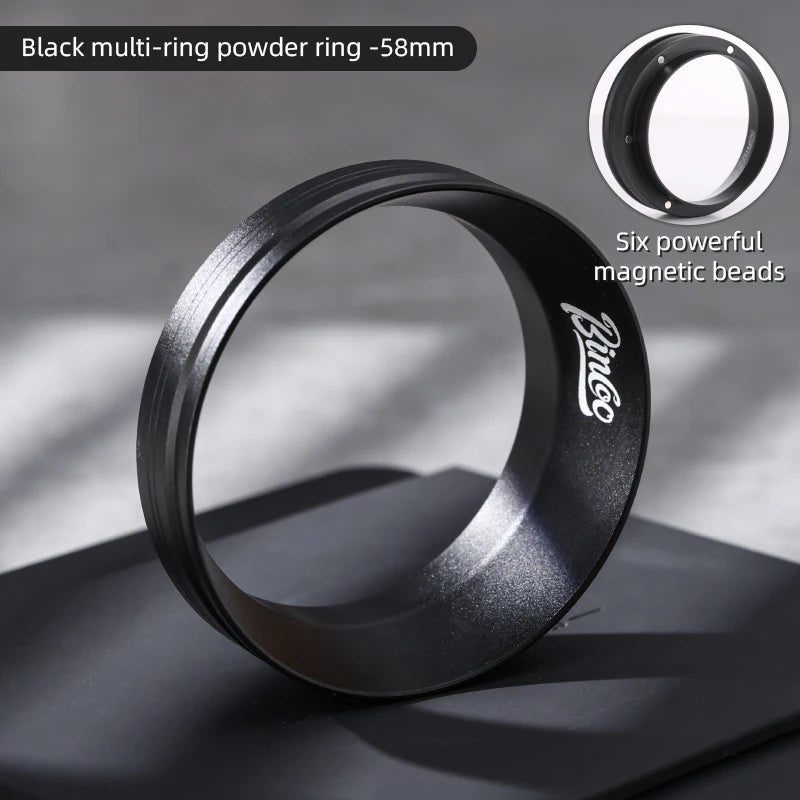 BINCOO 51mm 58mm Portafilter Dosing Ring, Magnetic Anti-Static Design for Strong Hold and Zero Coffee Spill During Prep