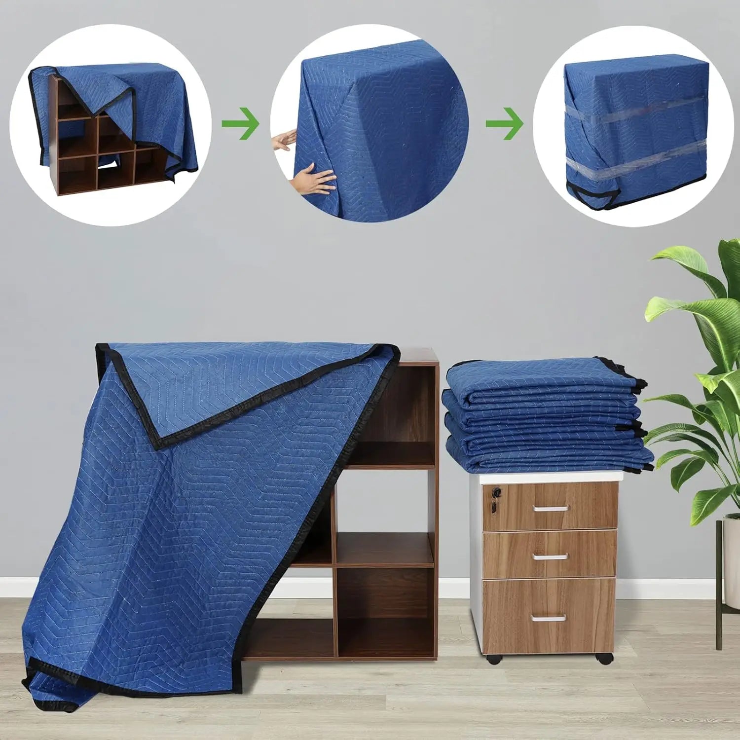 Mantas acolchadas resistentes para mudanza, 203 x 183 cm, protectores acolchados para muebles, suministros de mudanza, paquete de 24