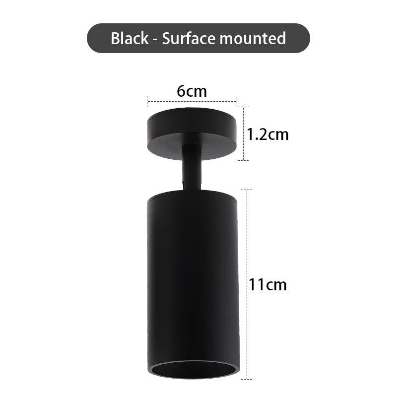Foco de Techo LED Giratorio 360° Montado en Superficie, Blanco Negro Oro Cobre, 6W GU10 Reemplazable, Luz Puntual de Pared