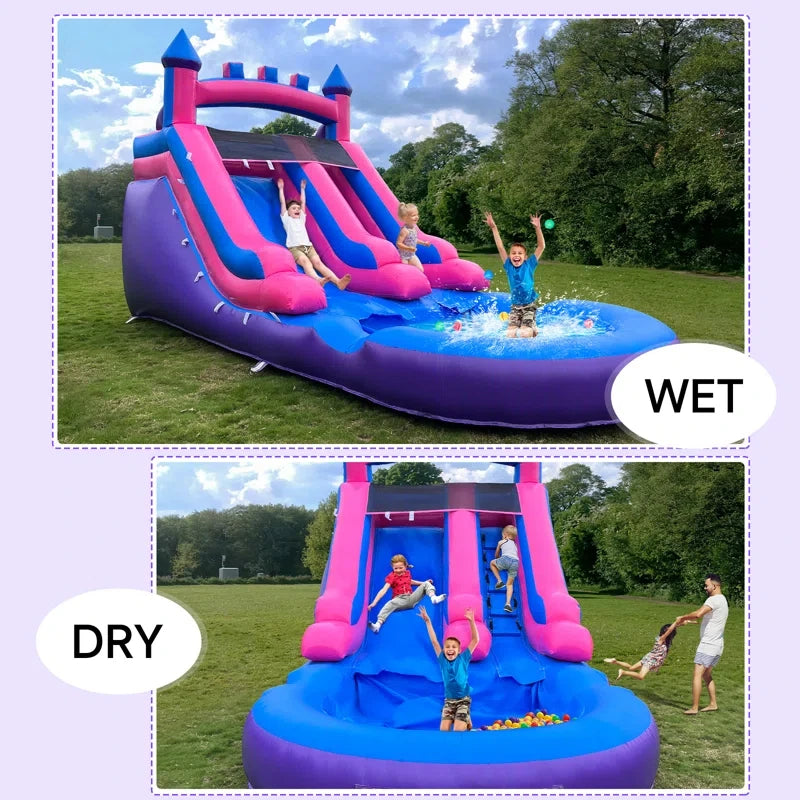 Commercial Grade Inflatable Water Slide with Splash Pool Bouncy Castle for Adults and Kids Includes Blower