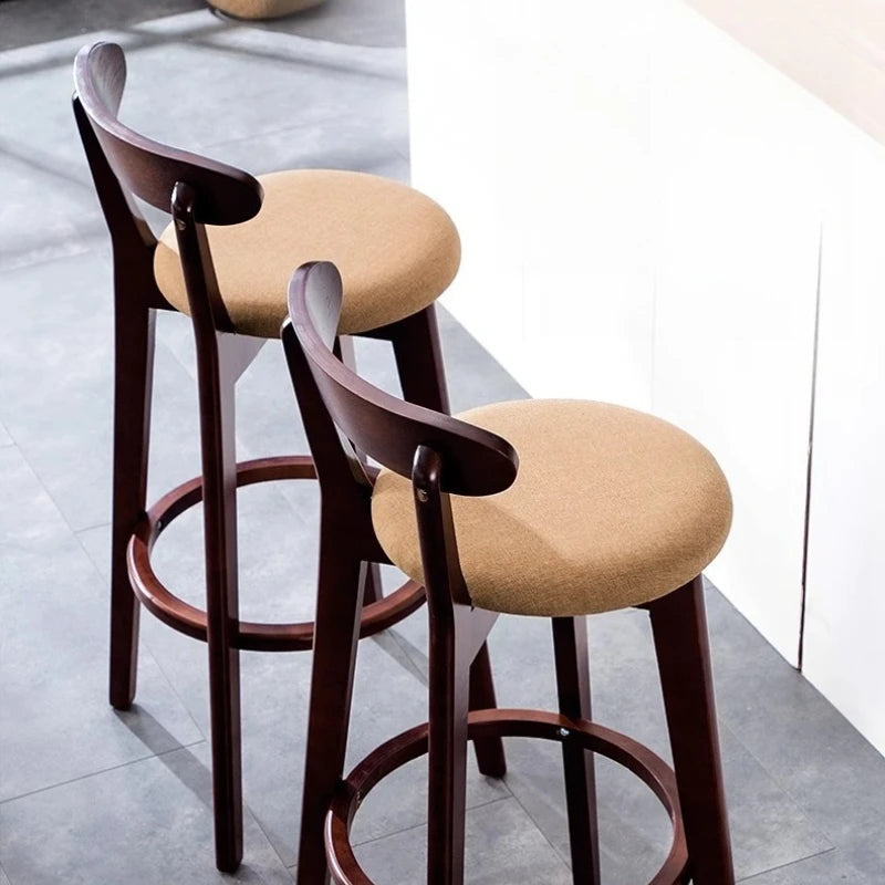 Taburete de barra de madera maciza con respaldo alto, altura de mostrador, moderno, minimalista, para barra de casa, asiento de isla de cocina, sillas para barra, silla de barra