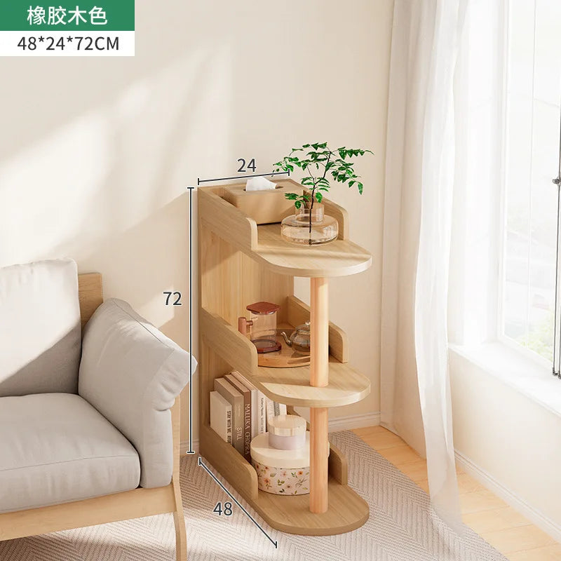 Mesa de Noche Esquinera de Madera, Mesa Auxiliar Moderna Simple de Múltiples Capas, Gabinete de Noche, Estantería Vertical, Hogar, Sala de Estar