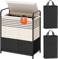 Cesto de ropa sucia con doble sección, tapa y bolsas extraíbles, cesta portátil de 120 L para dormitorio, baño, universidad