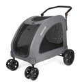 Cochecito de perro de alta resistencia para perros grandes de hasta 54 kg, carrito para mascotas plegable con ruedas de 360°, ventilación completa, cremallera delantera y trasera