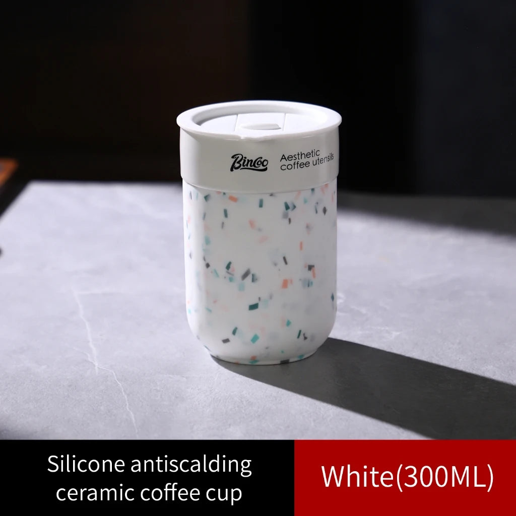 Taza de café BINCOO con revestimiento de cerámica, vaso térmico, taza de café aislada, portátil para oficina, viajes y exteriores, 300ML