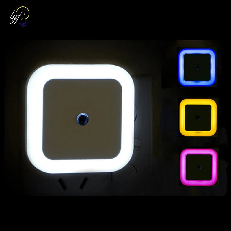 Luz de noche LED con sensor inalámbrico, enchufe europeo/estadounidense, mini lámpara de iluminación cuadrada para bebés, niños, sala de estar, dormitorio, pasillo, luces de noche