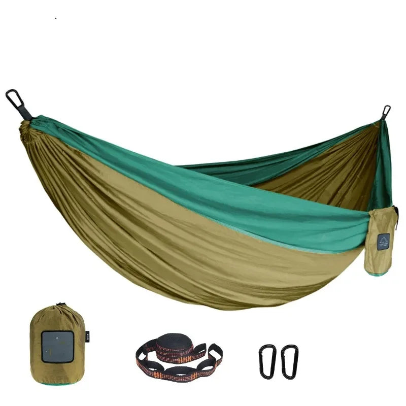 Cama Colgante Portátil, Hamaca de Camping Individual para Exteriores, Hamaca de Nailon a Juego de Colores, Hamaca de Tela de Paracaídas de Alta Resistencia