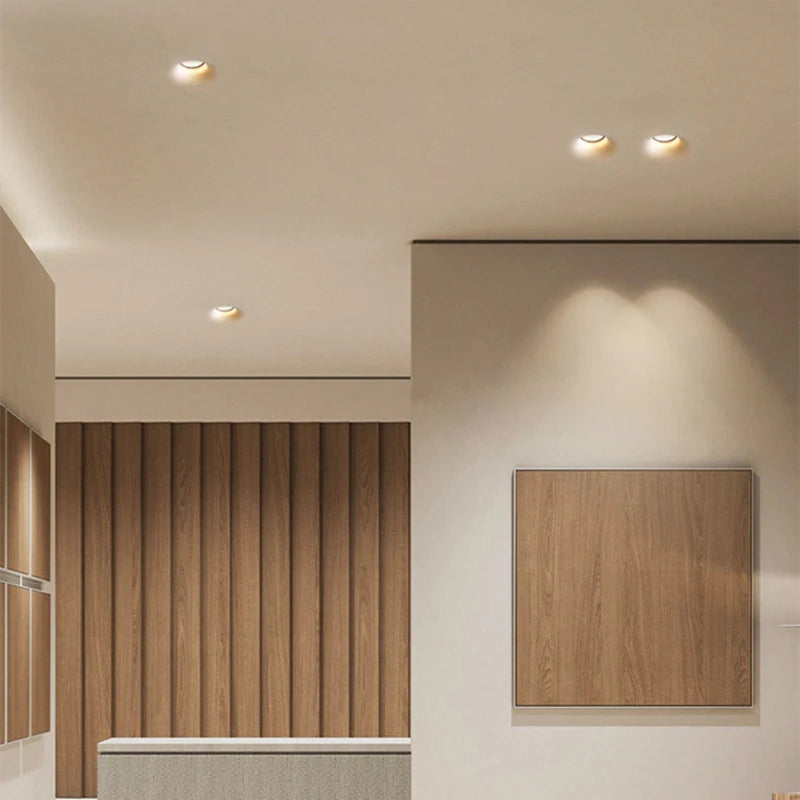 Lámpara de techo empotrable de yeso Downlight GU10 LED antideslumbrante, foco empotrado sin bordes para sala de estar, dormitorio, pasillo, iluminación del hogar
